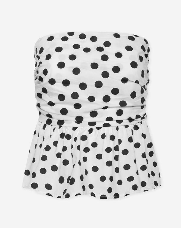 DOT PEPLUM TOP WIT