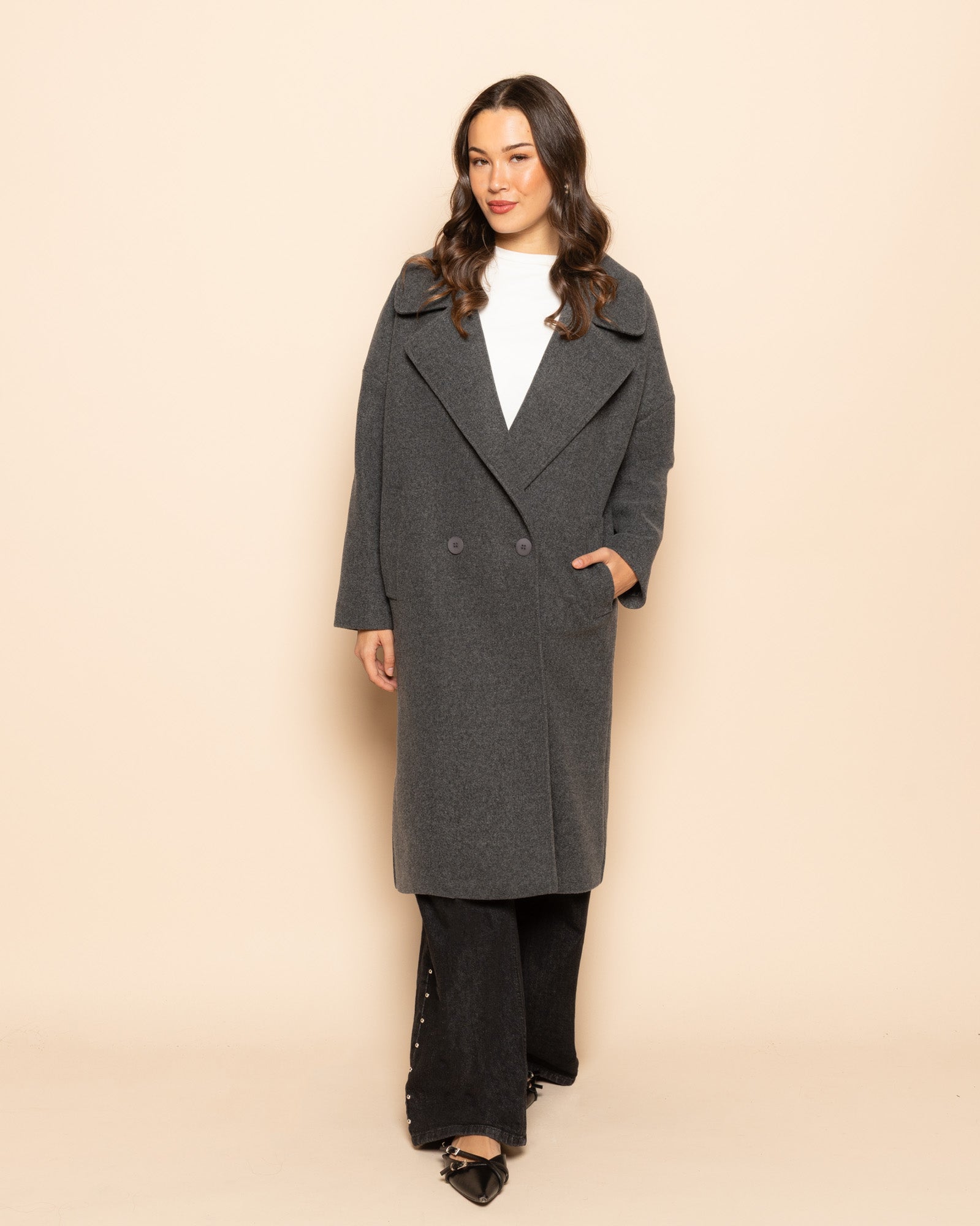 EMMA LONG COAT DARK GREY