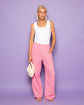 STRIPE MOUSSELINE STRAIGHT LEG PANTS PINK