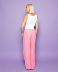 STRIPE MOUSSELINE STRAIGHT LEG PANTS PINK