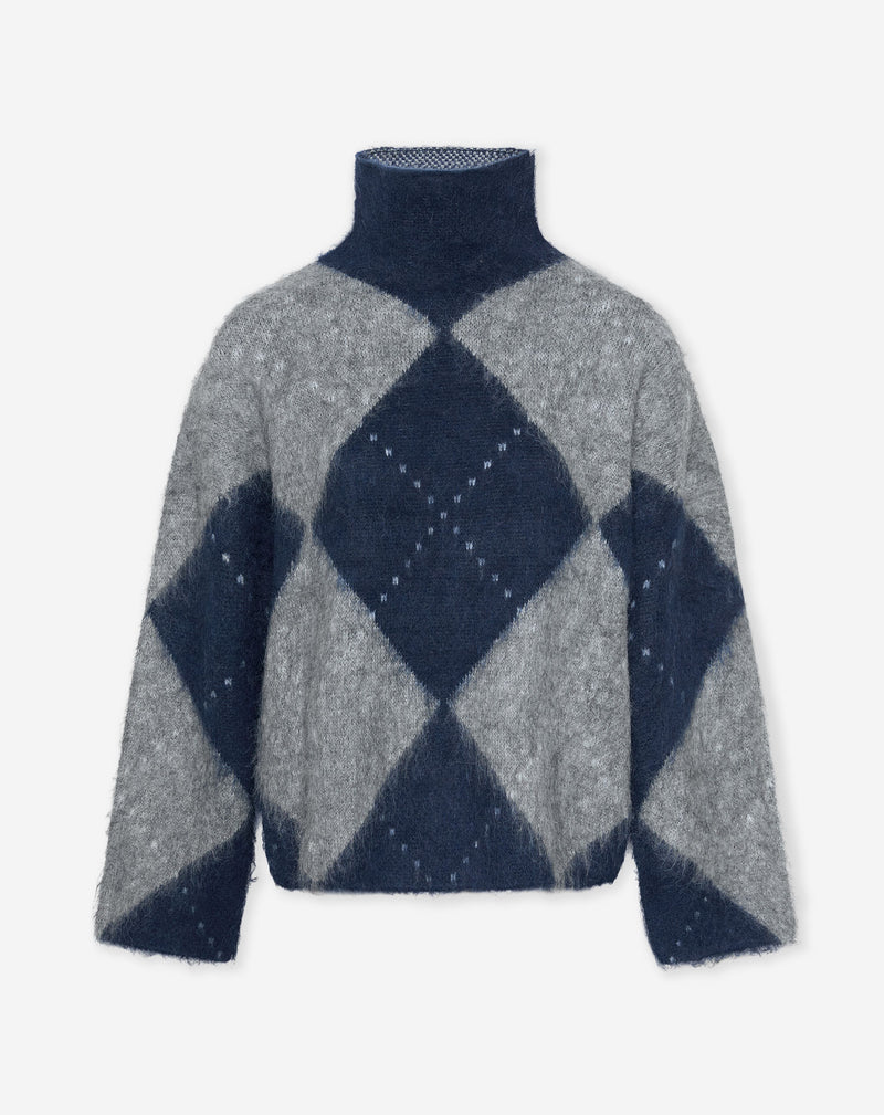 LOWEN ARGYLE KNIT MARINEBLAUW