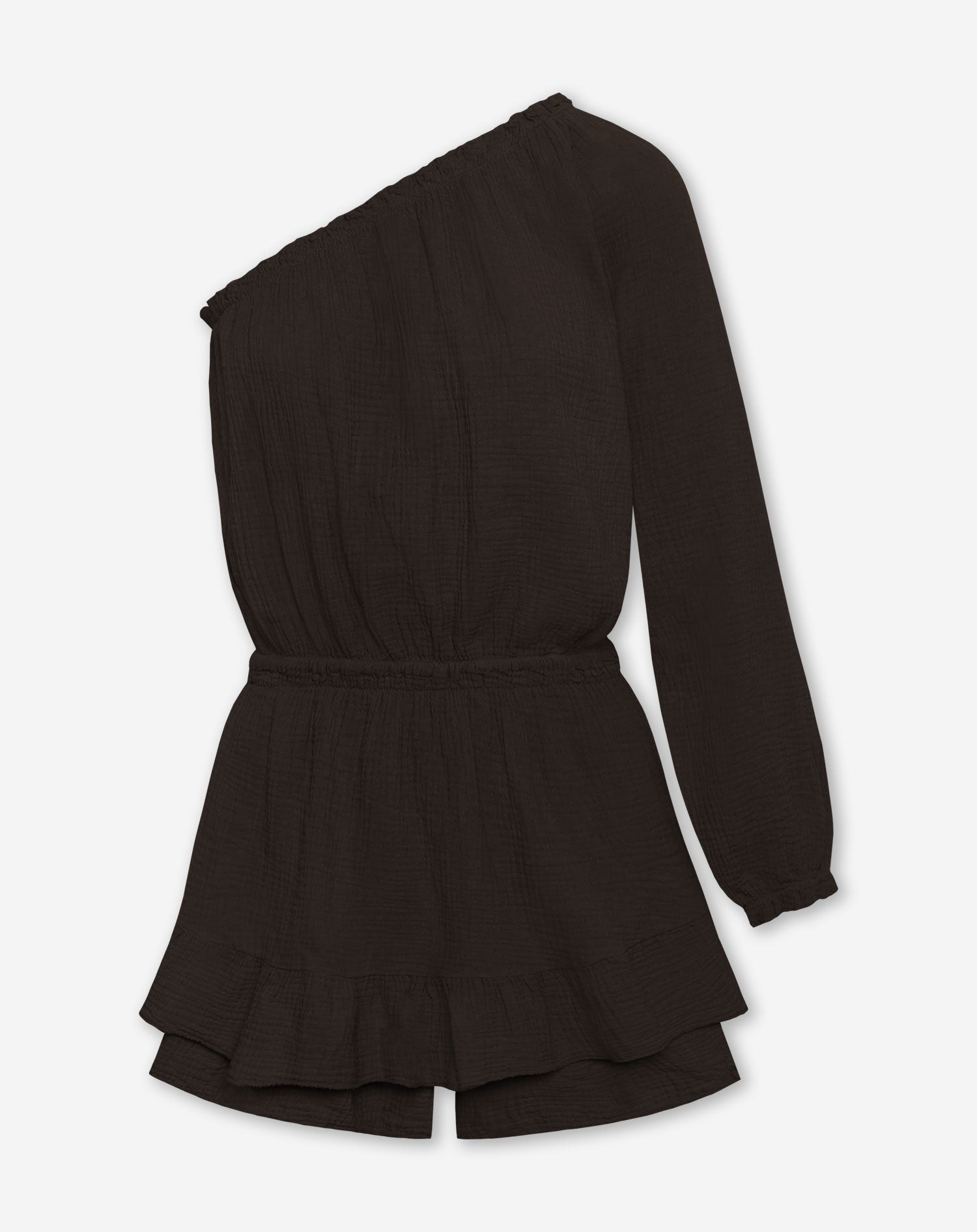 MOUSSELINE ONE SLEEVE PLAYSUIT BROWN