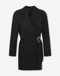 BUCKLE LONG SLEEVE PLAYSUIT BLACK