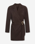 BUCKLE LONG SLEEVE PLAYSUIT BROWN