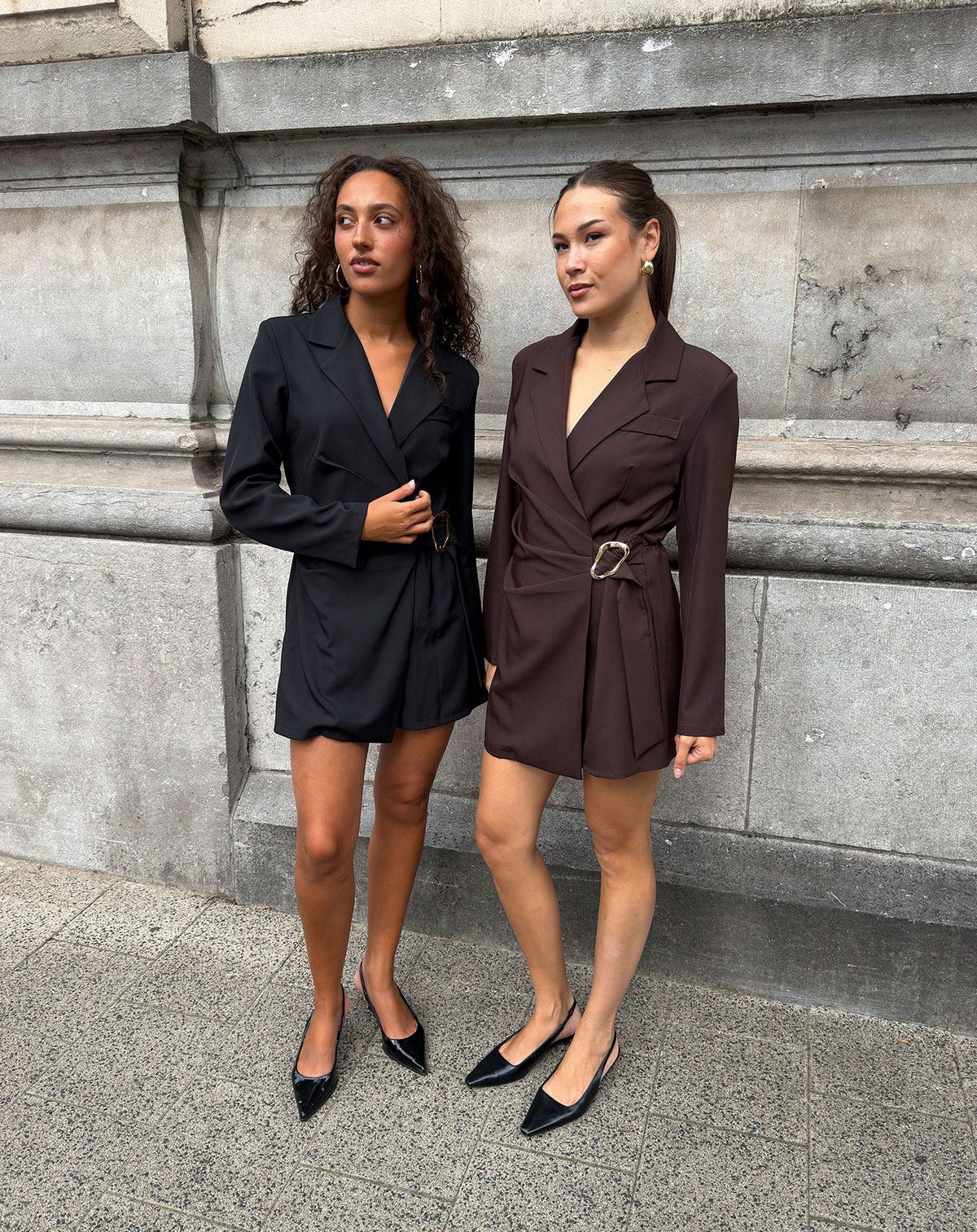 BUCKLE LONG SLEEVE PLAYSUIT BRUIN