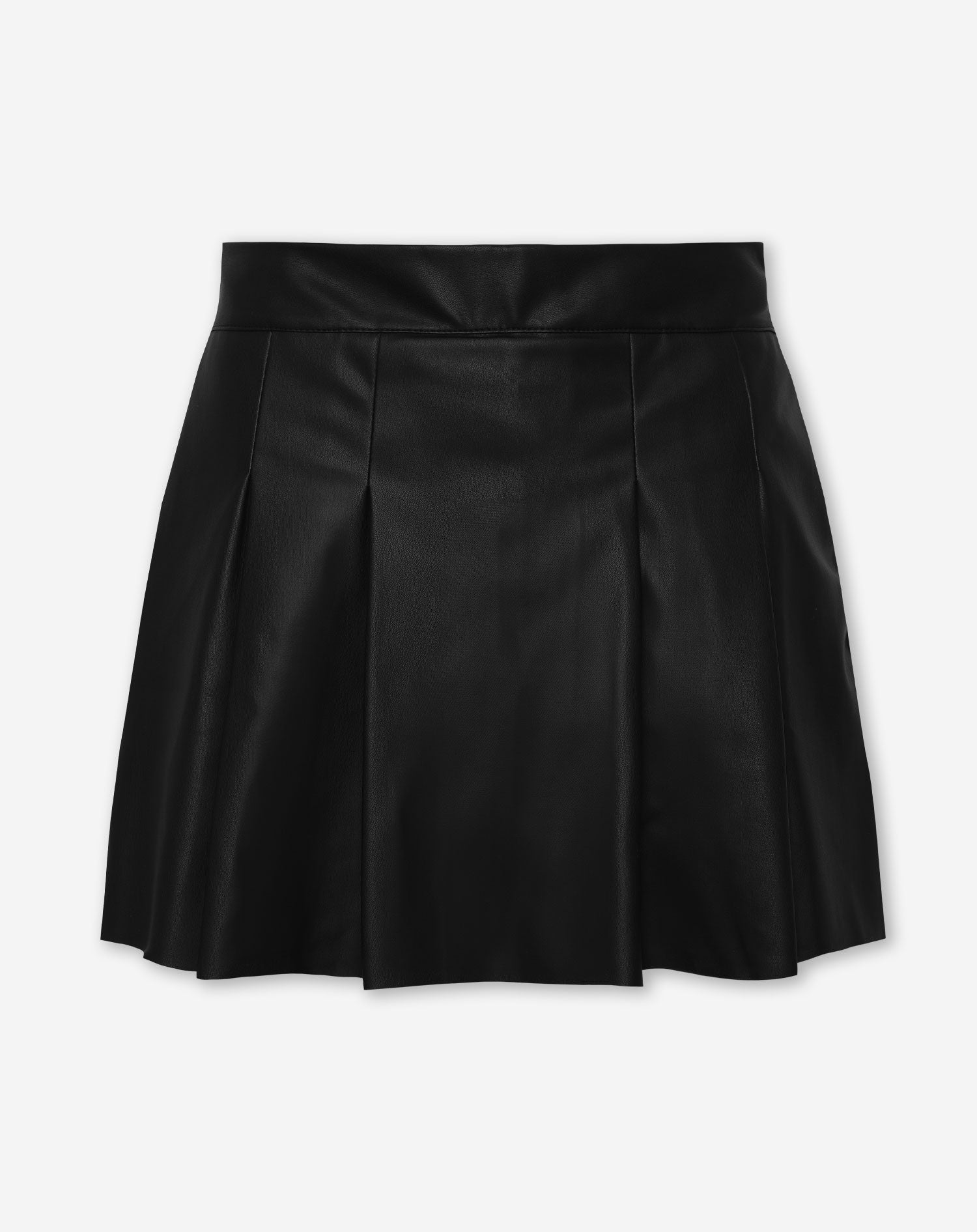 FAUX LEATHER PLEATED SKORT BLACK