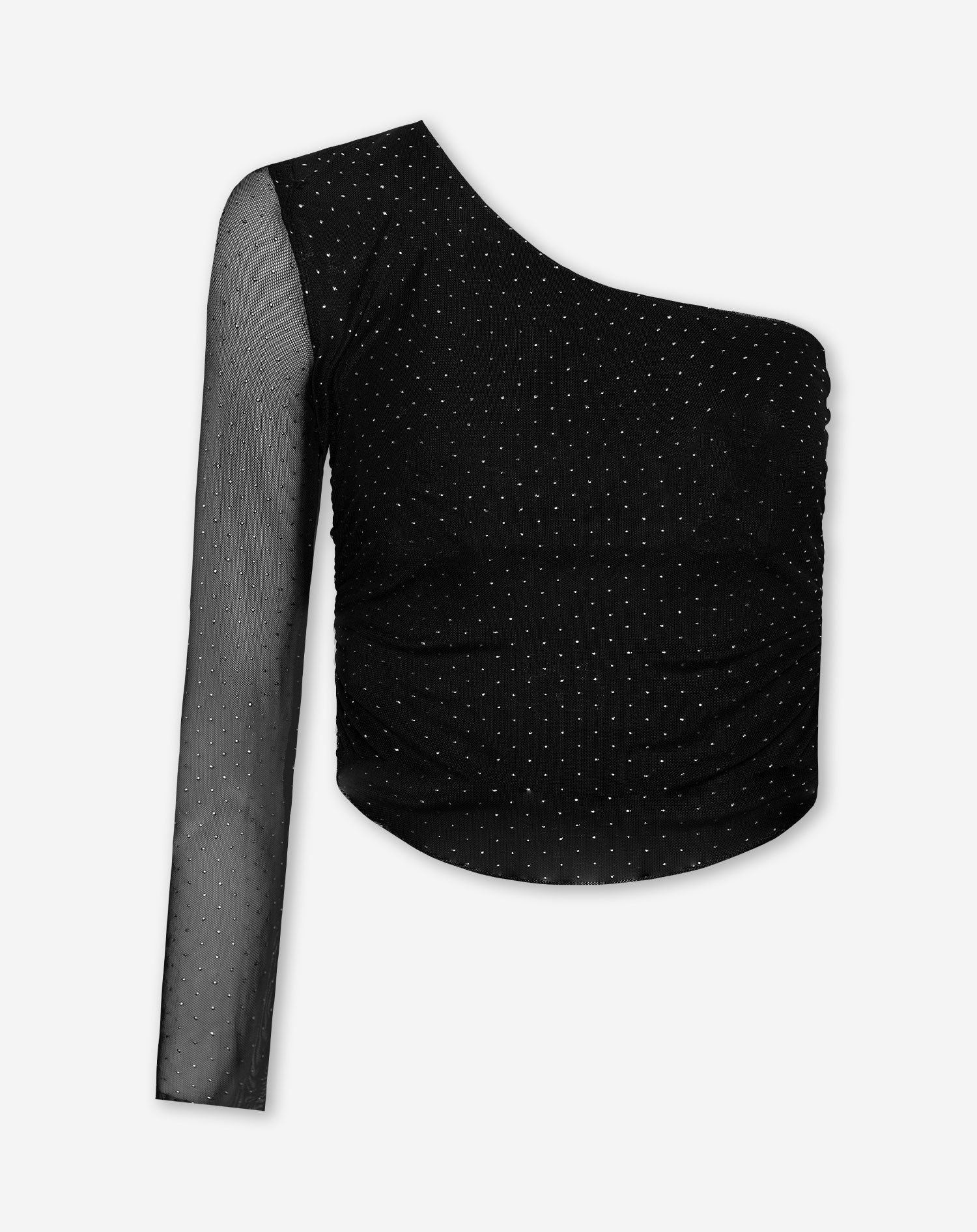 DIAMOND STUD MESH ONE SLEEVE TOP