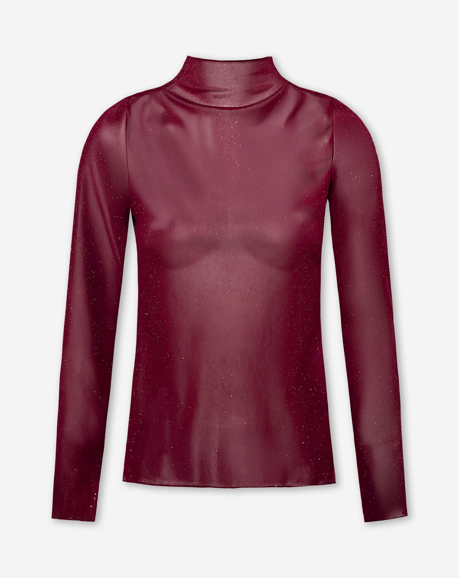 CARO GLITTER MESH TOP BURGUNDY