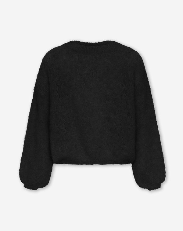 BRUSHED MOHAIR KNIT ZWART