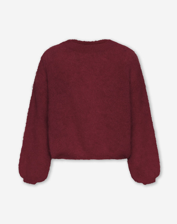 BRUSHED MOHAIR KNIT BURGUNDY