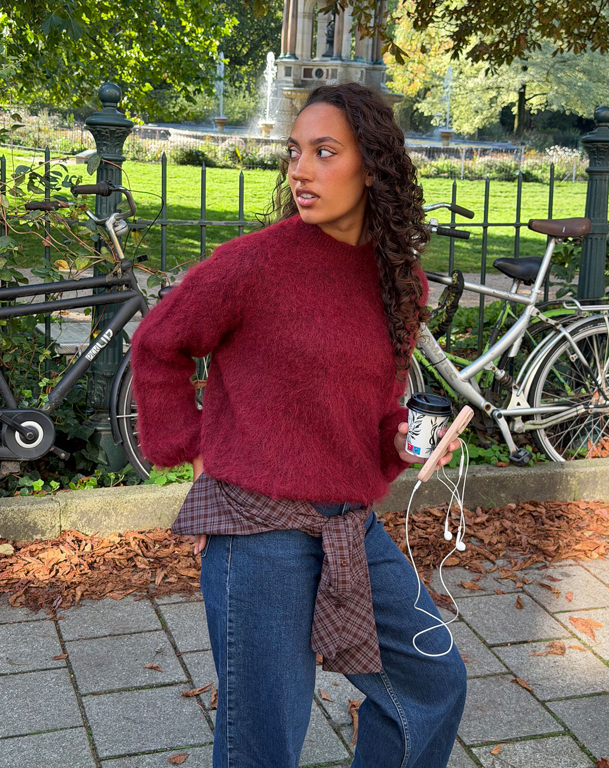 BRUSHED MOHAIR KNIT BURGUNDY