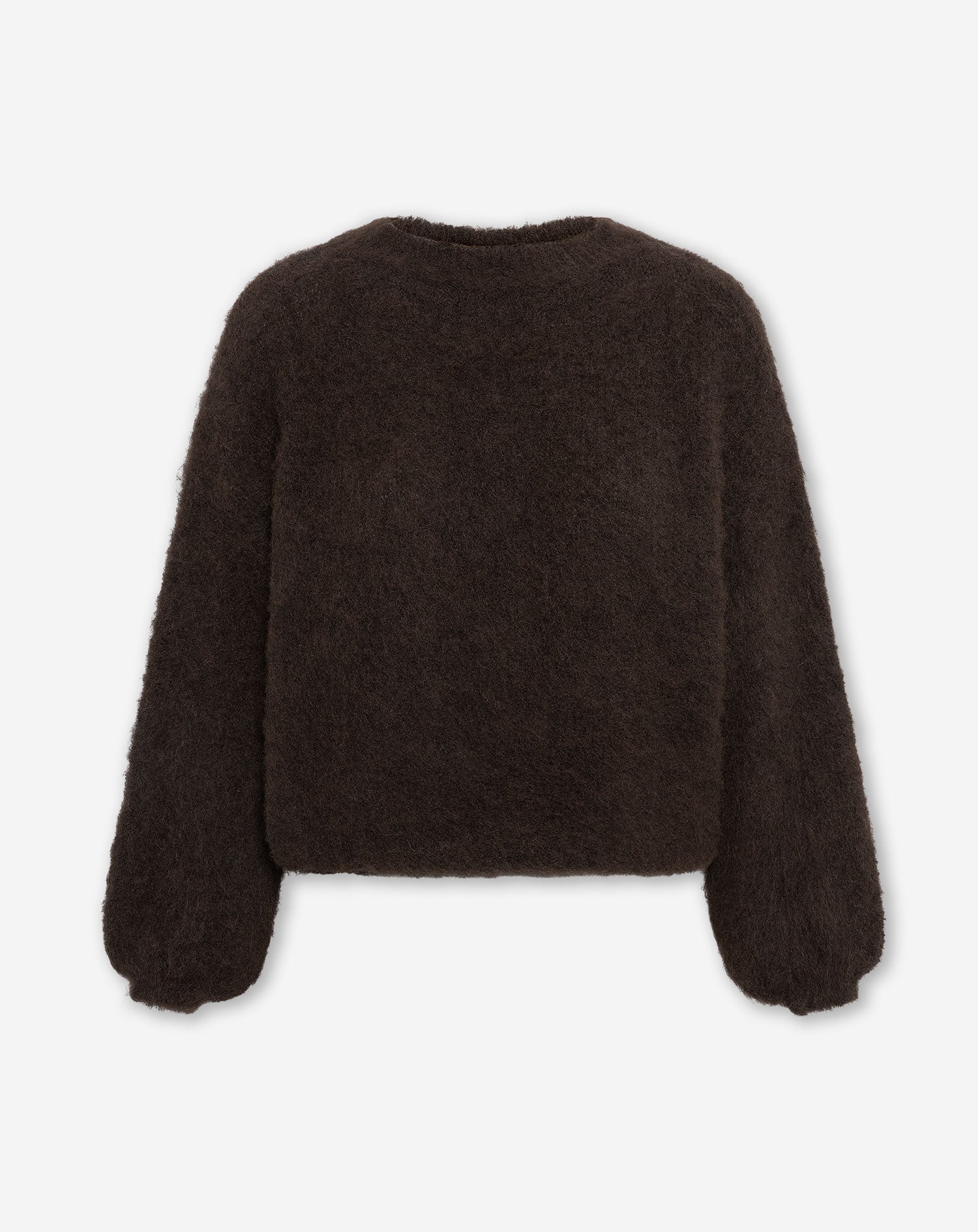 BRUSHED MOHAIR KNIT DARK BROWN