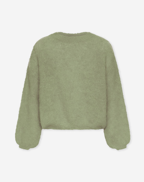 BRUSHED MOHAIR KNIT OLIJFGROEN