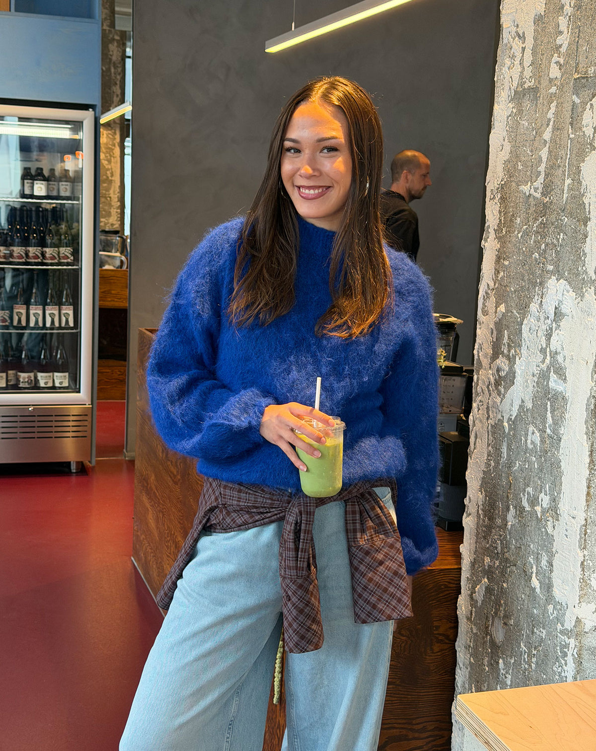 BRUSHED MOHAIR KNIT ROYAL BLAUW
