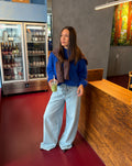 BRUSHED MOHAIR KNIT ROYAL BLUE