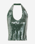 TRANSPARENT SEQUINS HALTER TOP GREEN