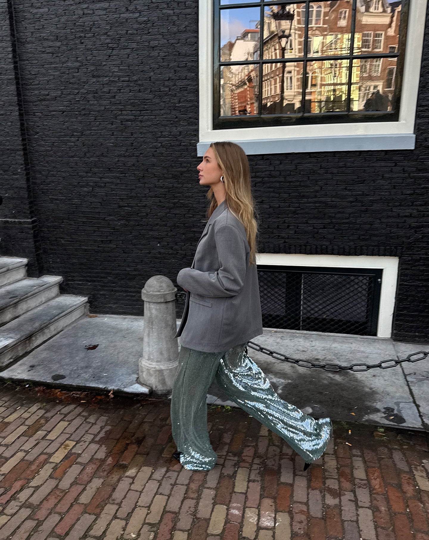 TRANSPARENT SEQUINS PANTS GROEN