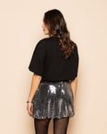TRANSPARENT SEQUINS BUBBLE HEM SKIRT BLACK