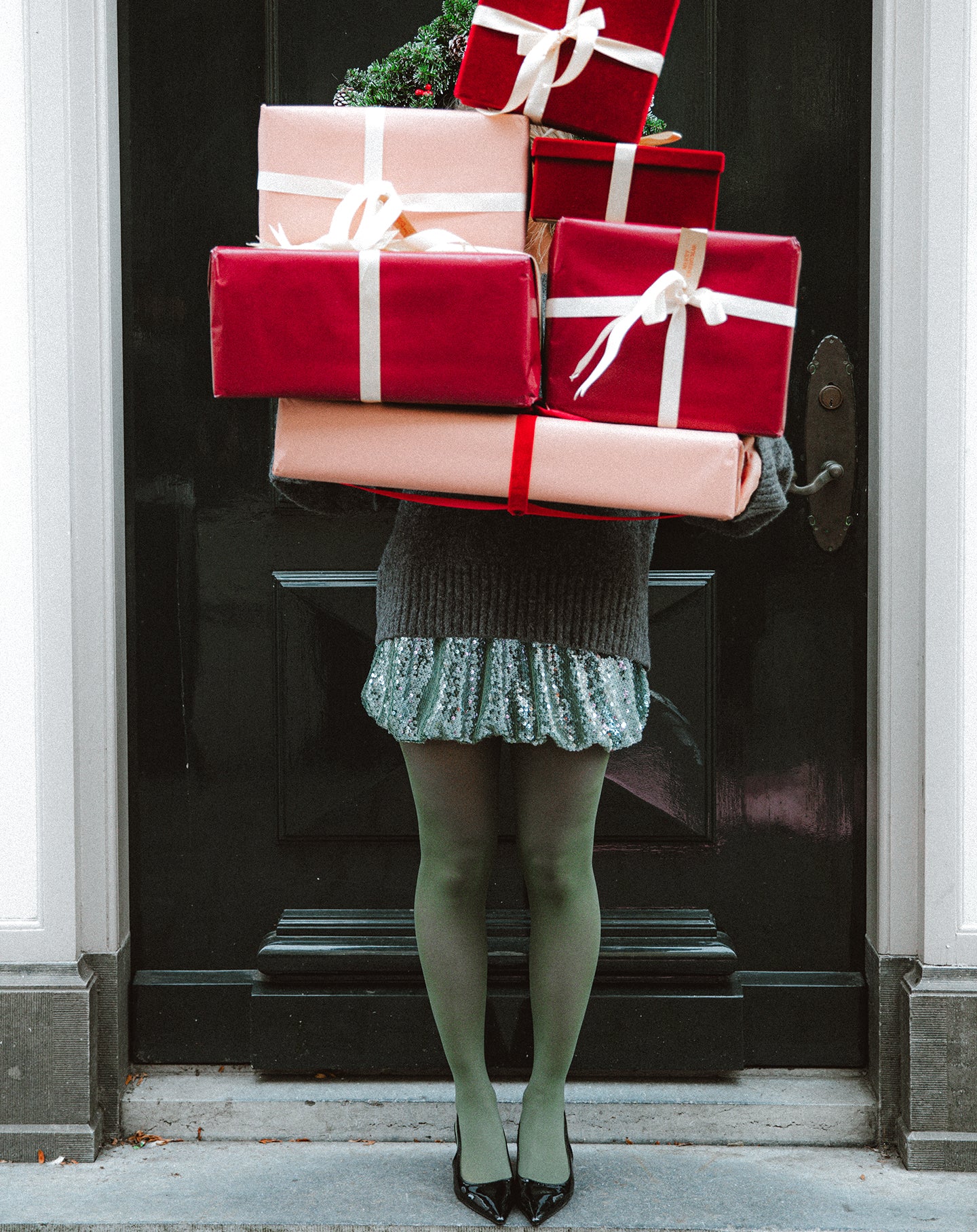 TRANSPARENT SEQUINS BUBBLE HEM SKIRT GROEN