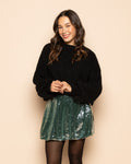 TRANSPARENT SEQUINS BUBBLE HEM SKIRT GREEN