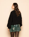 TRANSPARENT SEQUINS BUBBLE HEM SKIRT GREEN
