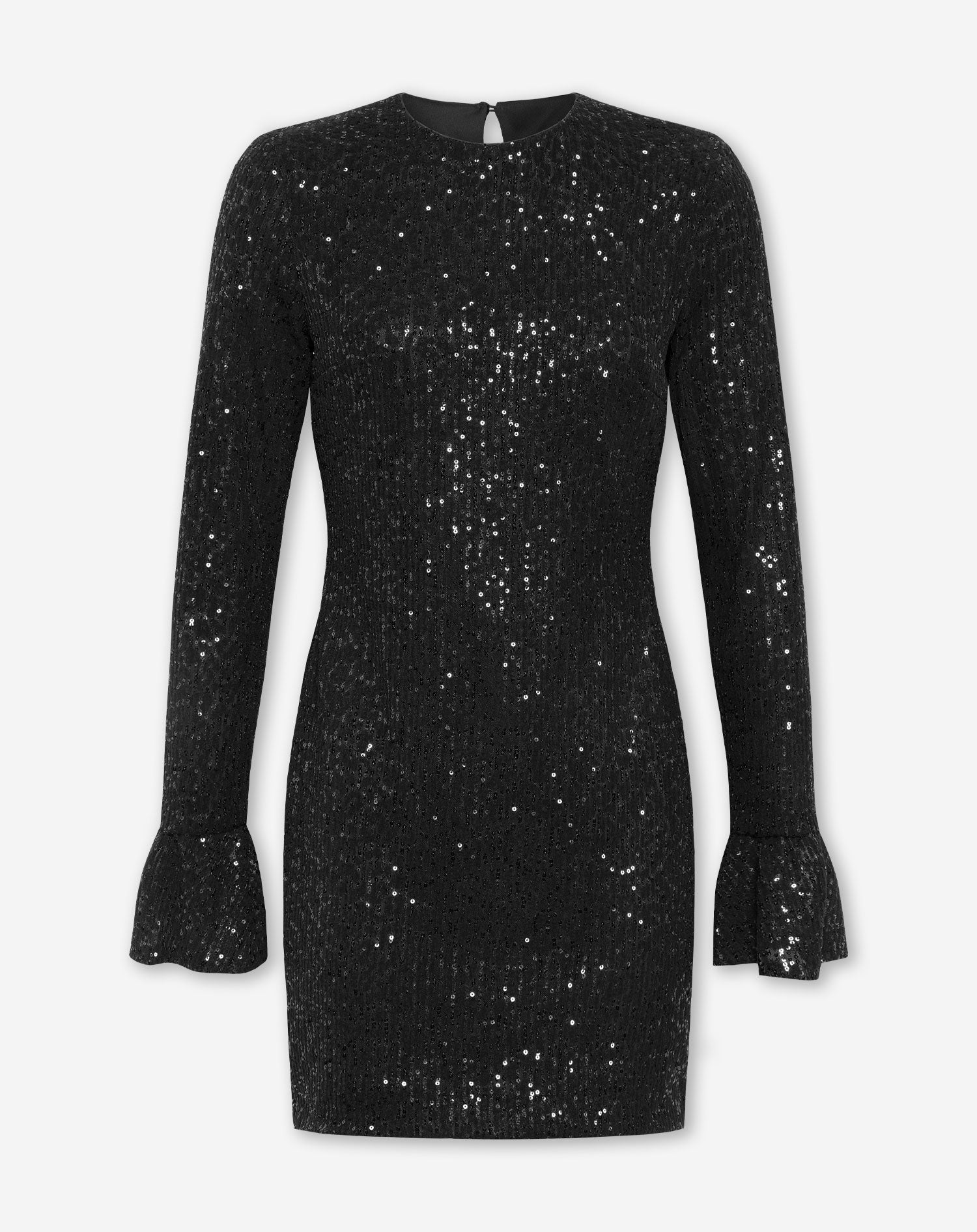 VELVET FLOCK SEQUINS DRESS BLACK