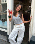 BARREL LEG PANTS WHITE