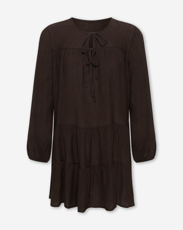 SUZAN RUFFLE DRESS BRUIN