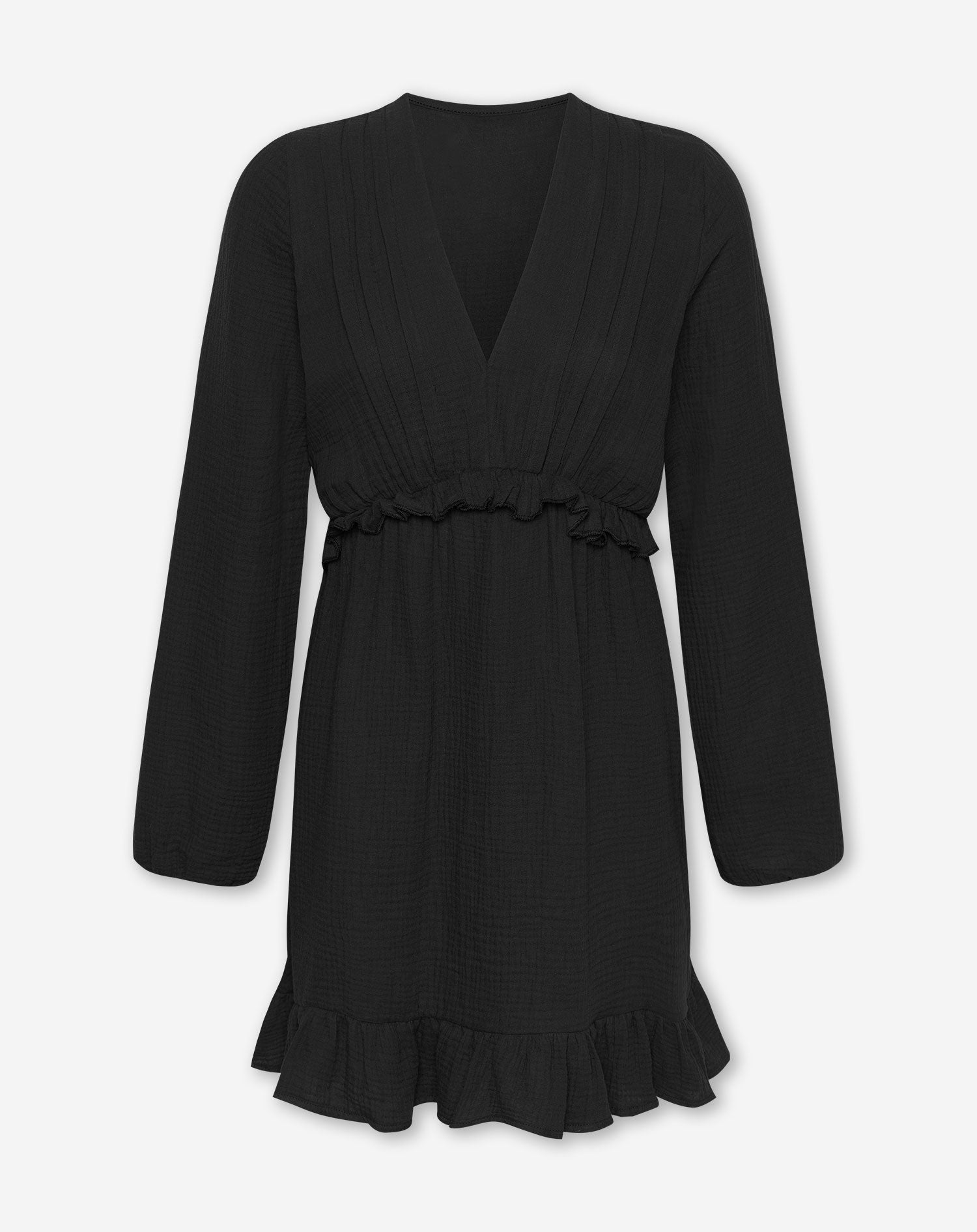 SAMMY MOUSSELINE RUFFLE DRESS ZWART