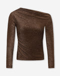 GLITTER ONE SHOULDER TOP BROWN