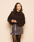 TRANSPARENT SEQUINS BUBBLE HEM SKIRT BROWN