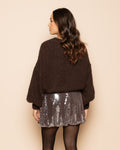 TRANSPARENT SEQUINS BUBBLE HEM SKIRT BROWN