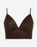 SEQUIN STRAP TOP BROWN