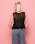 GAIA CROCHET BOWS TOP ZWART