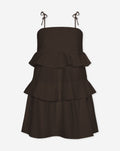 ROAMY POPLIN RUFFLE DRESS BRUIN