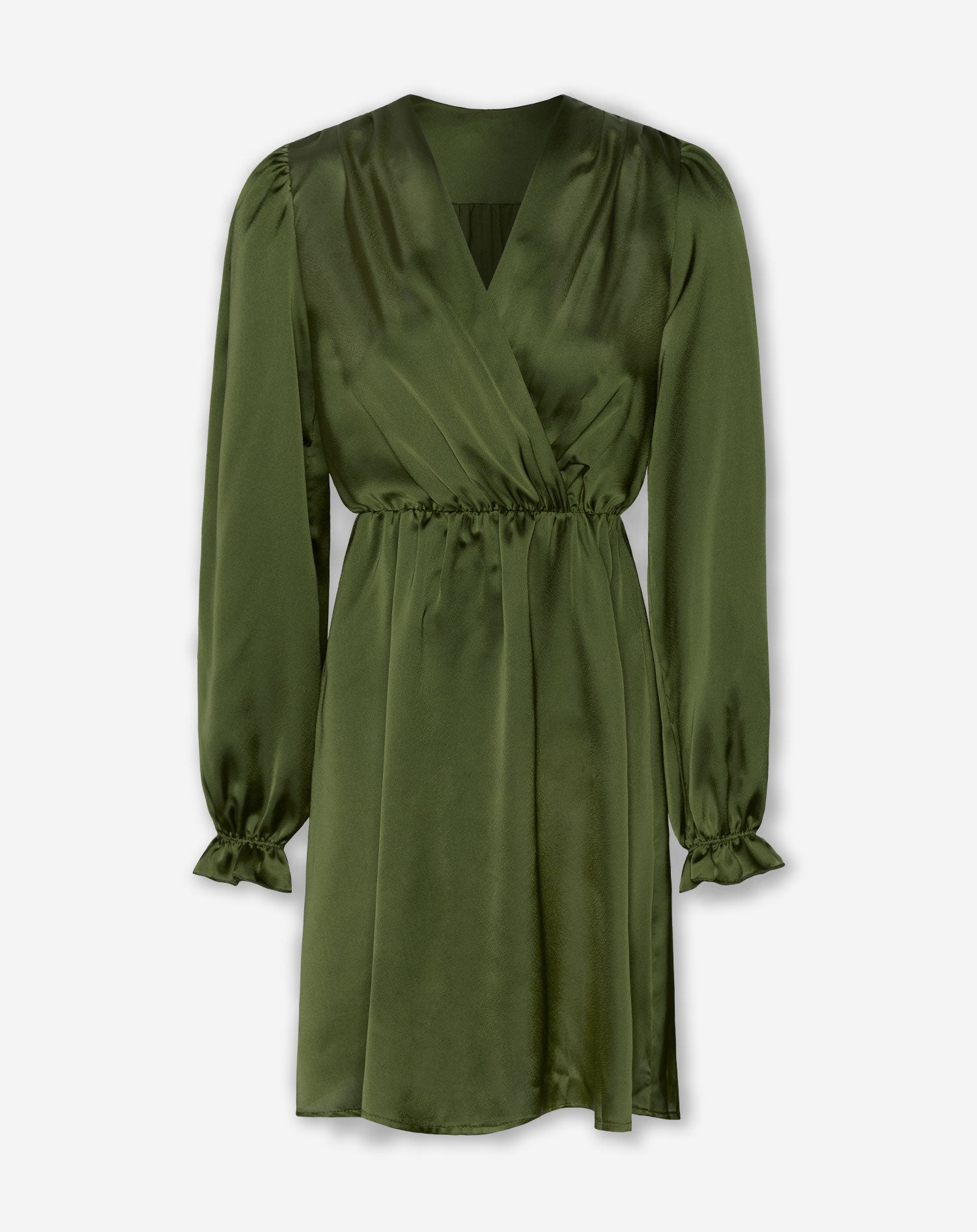 POSIE SATIN DRESS OLIVE