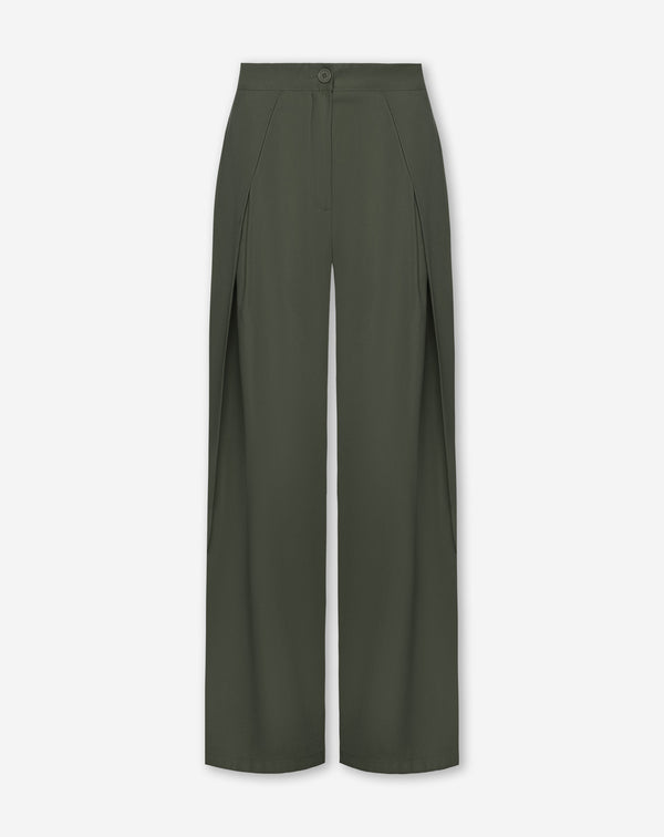 SHELLY VISCOSE PLEAT PANTALON LEGERGROEN