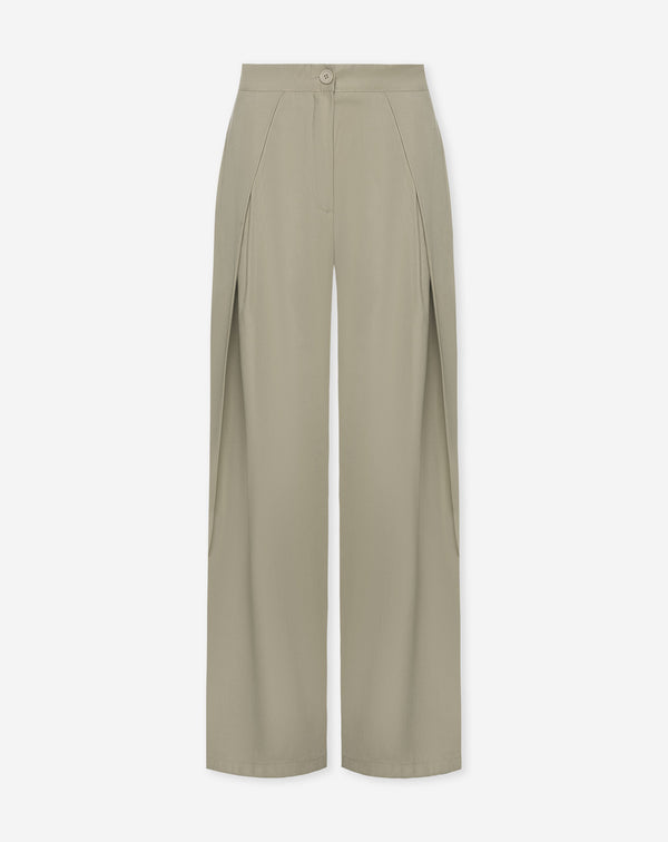SHELLY VISCOSE PLEAT PANTALON LICHTGROEN