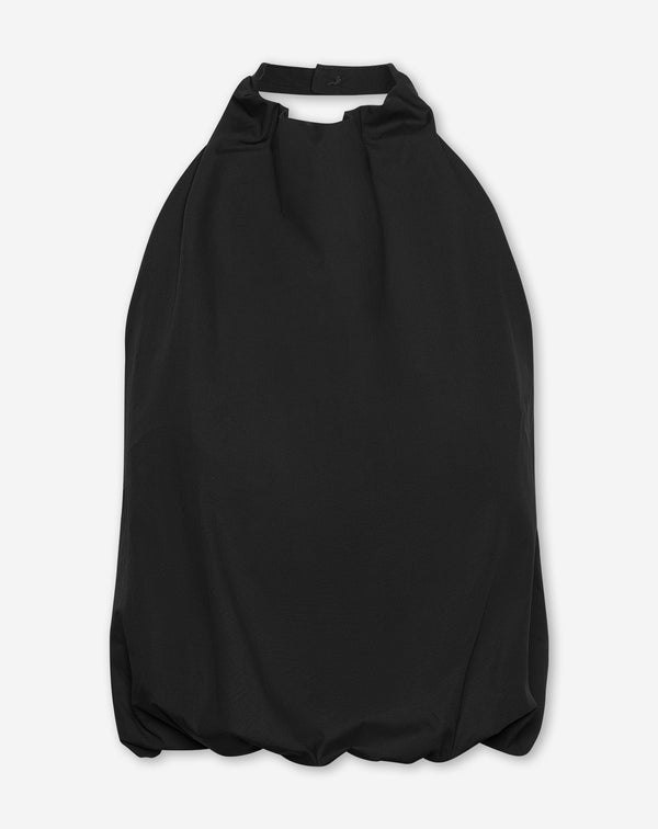 ROBIN COTTON HALTER BUBBLE HEM TOP ZWART