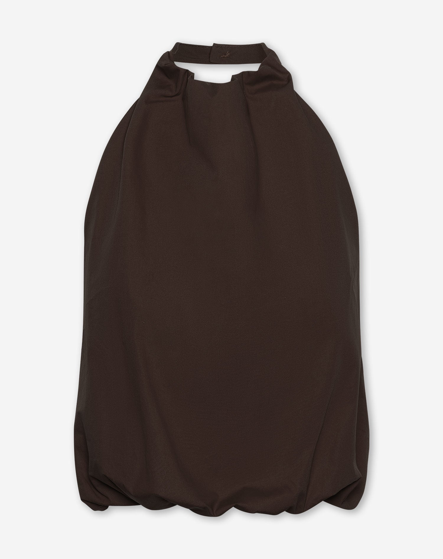 ROBIN COTTON HALTER BUBBLE HEM TOP DONKERBRUIN