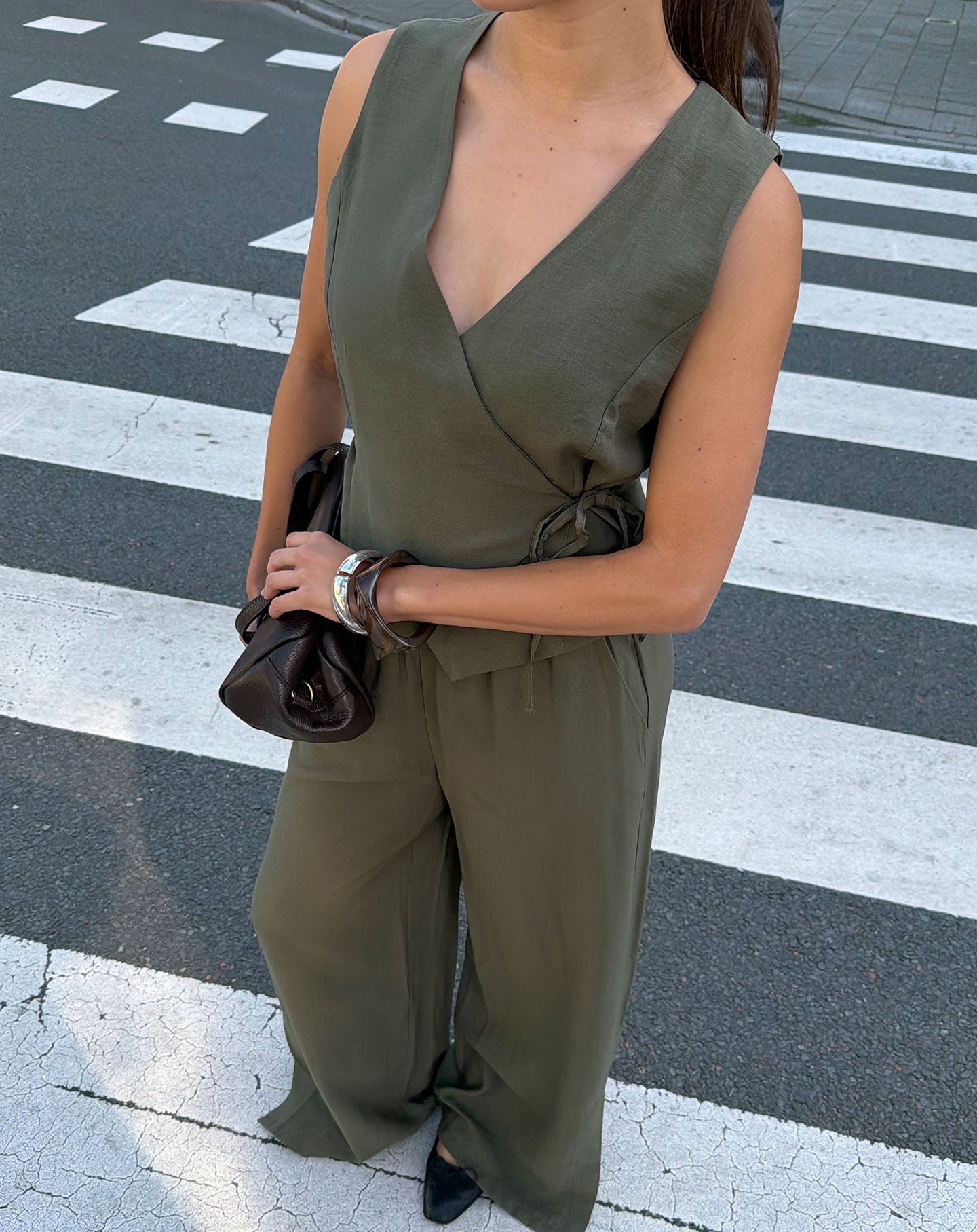 DAVINA VISCOSE GILET LEGERGROEN