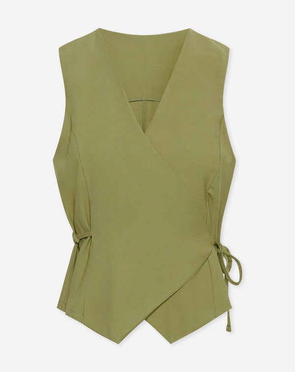 DAVINA VISCOSE GILET OLIJFGROEN