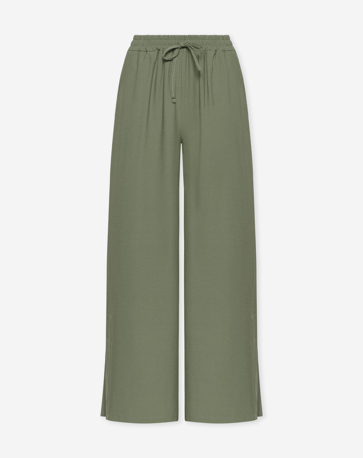 DAVINA VISCOSE SLIT PANTS LEGERGROEN