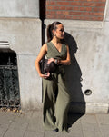 DAVINA VISCOSE SLIT PANTS LEGERGROEN