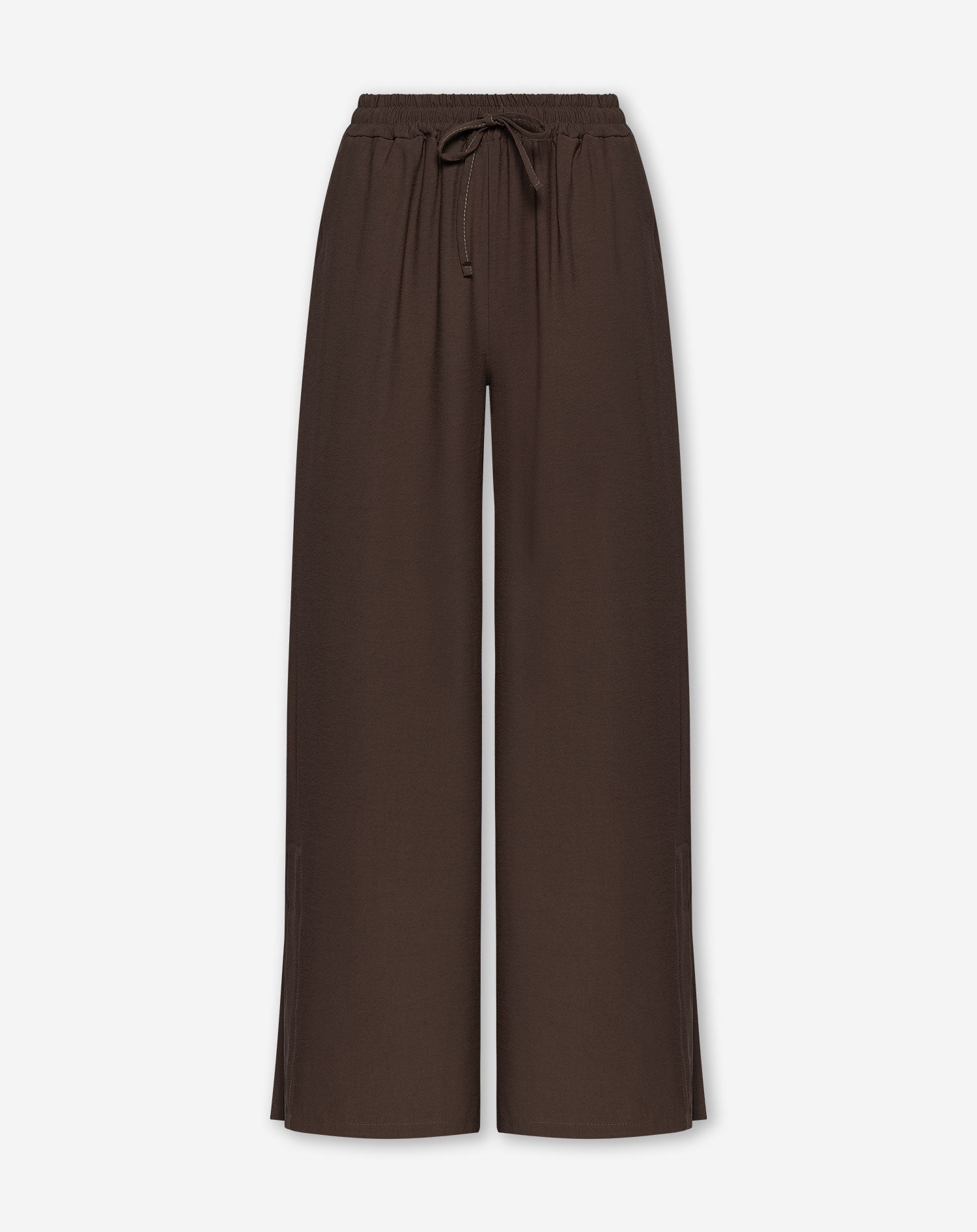 DAVINA VISCOSE SLIT PANTS BRUIN