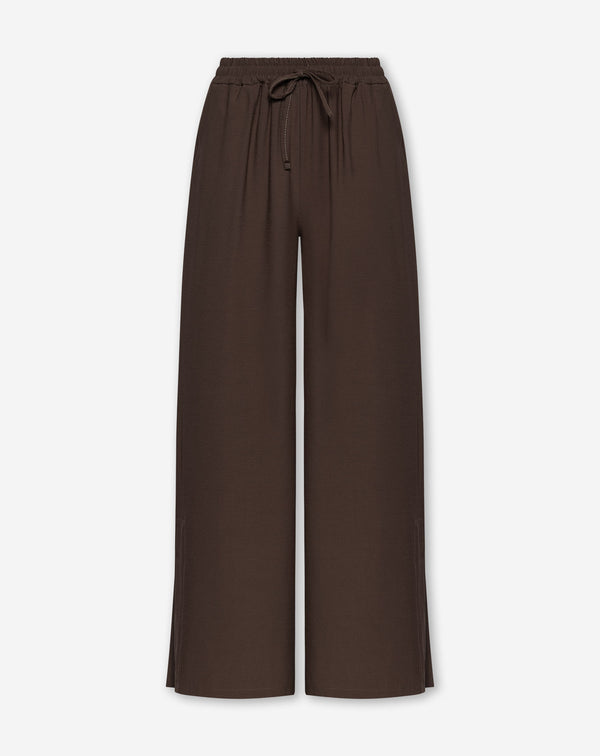 DAVINA VISCOSE SLIT PANTS BRUIN