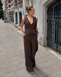 DAVINA VISCOSE SLIT PANTS BRUIN