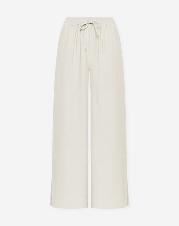 DAVINA VISCOSE SLIT PANTS CRÈME