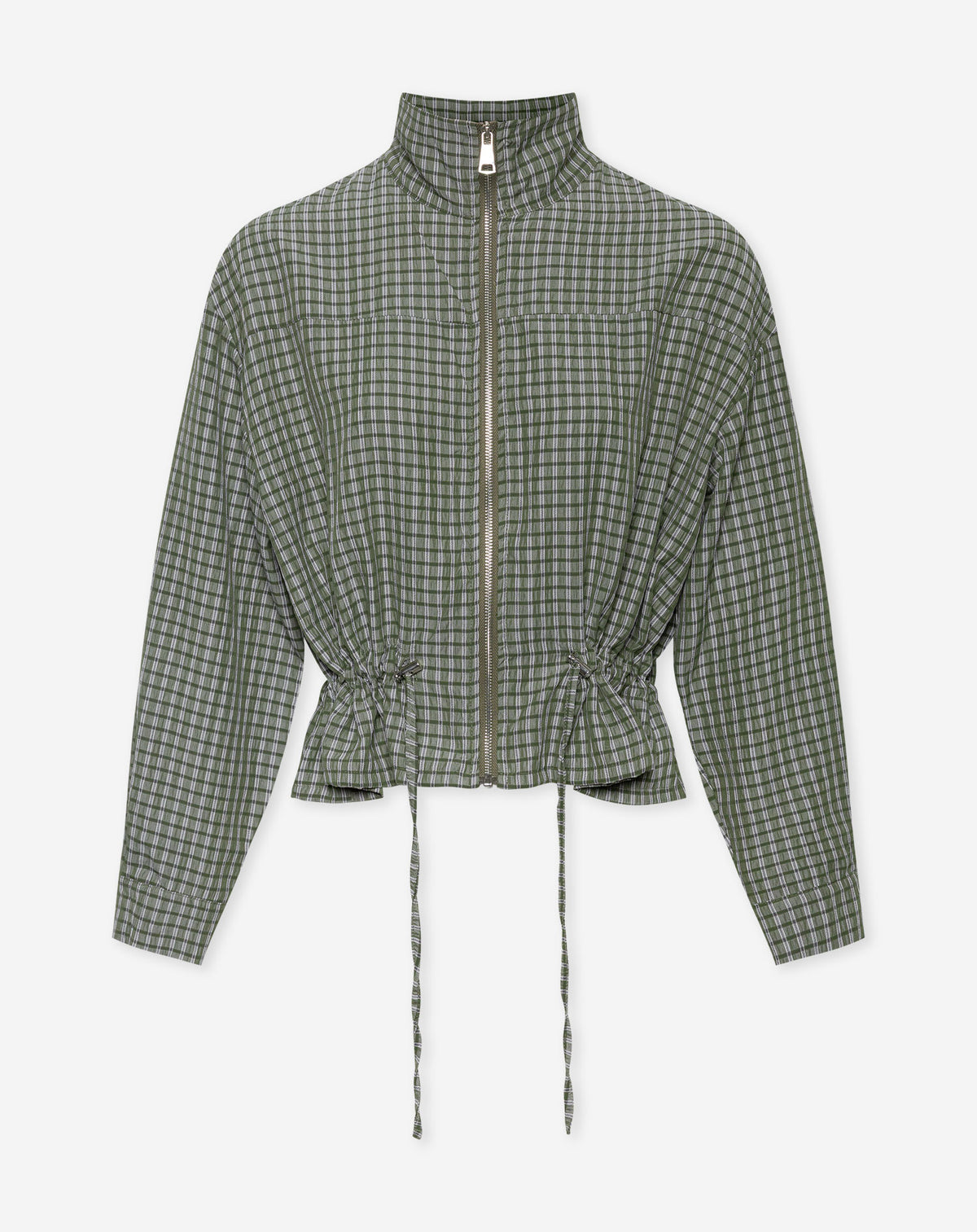 CHECK PEPLUM BLOUSE ARMY
