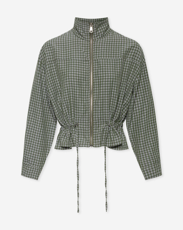 CHECK PEPLUM BLOUSE ARMY